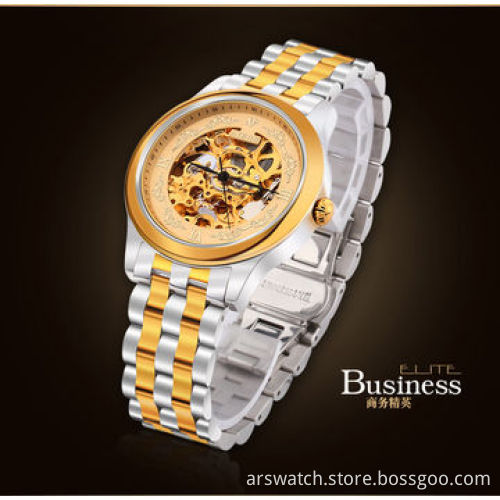 New antique automatic mechanical skeleton watch, with stainless steel case, automatic movement